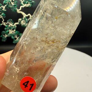 Smokey Quartz Point Tower 3.11” Tall Genuine Brazil Crystal Natural Rainbows 41